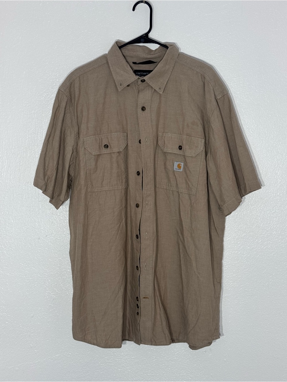 Carhartt Men’s Short-Sleeve Button-Down Shirt in Light Brown